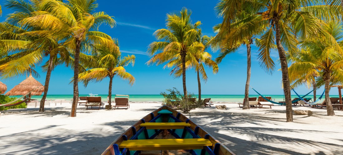 Tropical beach setting on Isla Holbox, Mexico