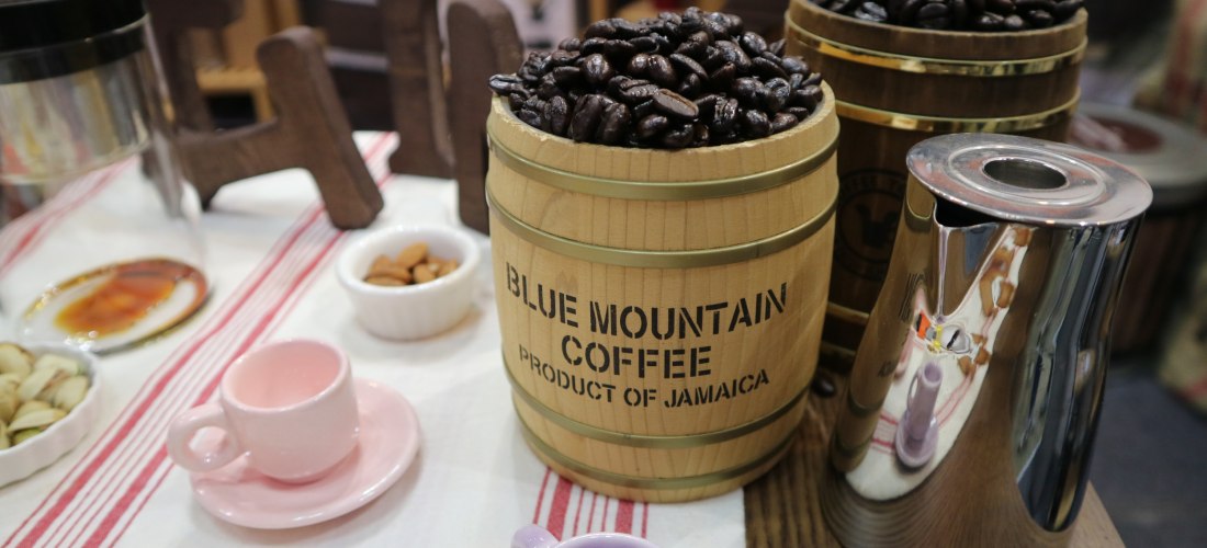 Blue Mountain Coffee Bohnen in Holzfässern, Jamaika – hochwertiger Kaffee aus den Blue Mountains.