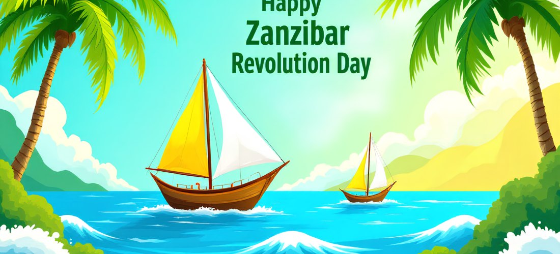 Happy Zansibar Revolution Day Poster, Lagune, Palmen, Boote