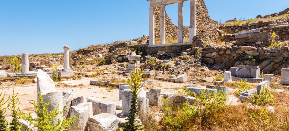 Antike Ruinen auf der Insel Delos in den Kykladen