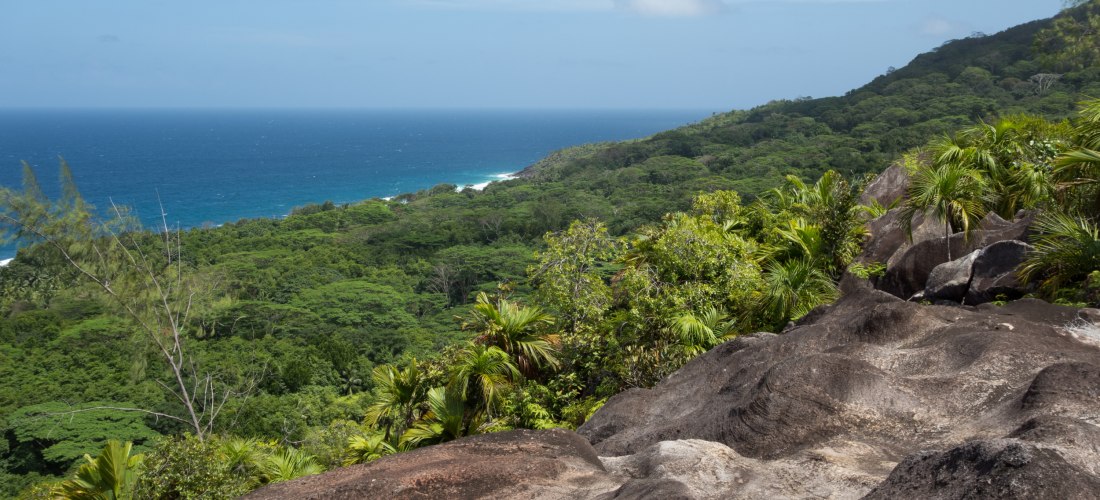 Silhouette Island Seychellen 2025/2026 – Aussicht auf die unberührte Natur mit dichten Wäldern, Felsen und Meer