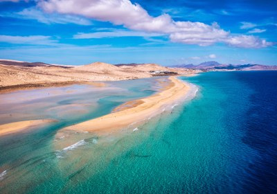 Fuerteventura: Playa de Sotavento mit Lagune und endlosem Sandstrand