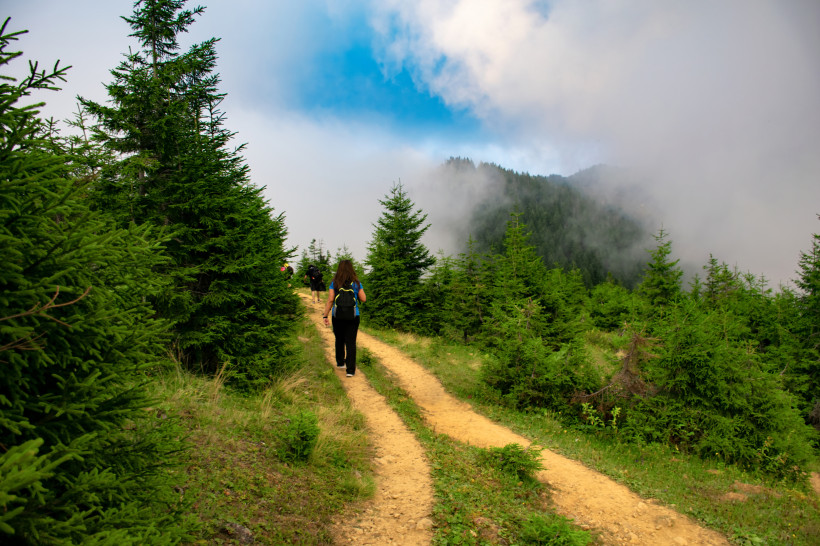 Eine Gruppe erfahrener Wanderer wandert in den wunderschönen Bergen von Kackarlar (Kaçkar-Gebirge), einer beliebten Route in der Türkei. Wanderroute auf dem Pokut-Plateau.