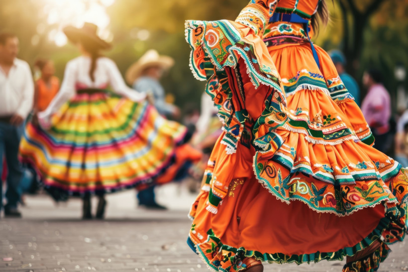 Mexiko Lateinamerikanisches Paar in traditioneller mexikanischer Kleidung beim Kulturfestival.