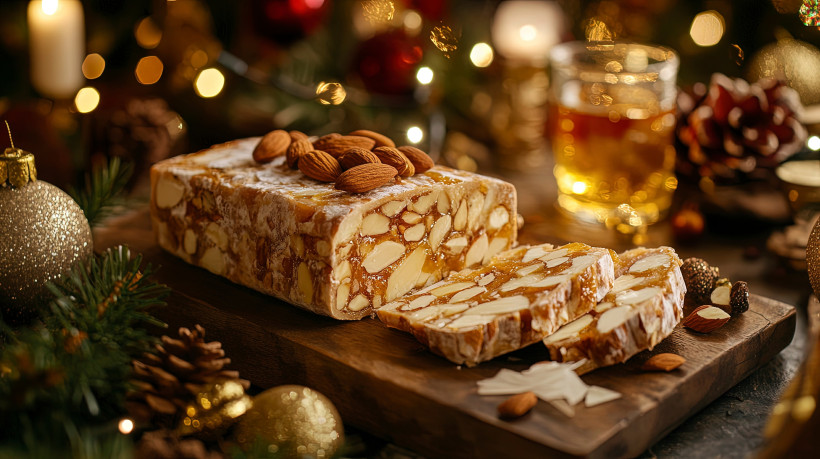 Mandelfest Süßspeise mit Mandeln auf Tablett