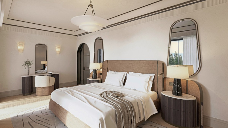 Modellzeichnung Wohnbeispiel 1 Schlafzimmer Villa Privatpool Meerseite