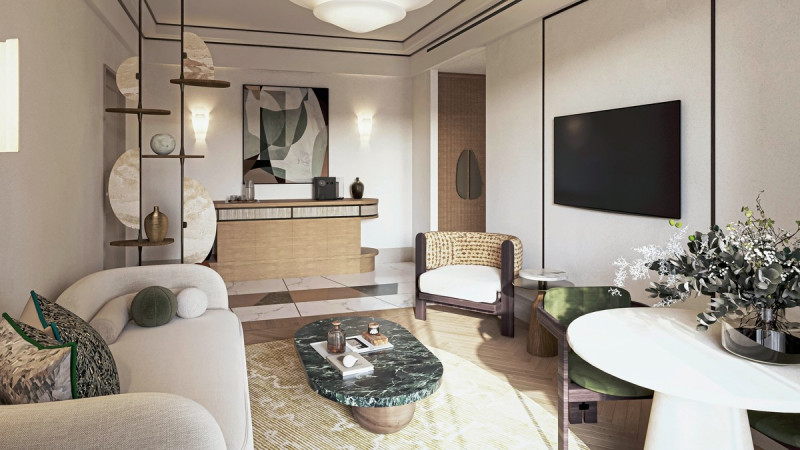 Modellzeichnung Wohnbeispiel 1 Schlafzimmer Villa Privatpool Meerseite