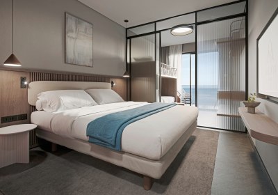 Modellzeichnung Wohnbeispiel Familienzimmer Meerblick