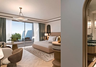 Modellzeichnung Wohnbeispiel King Deluxe Privatpool Gartenblick